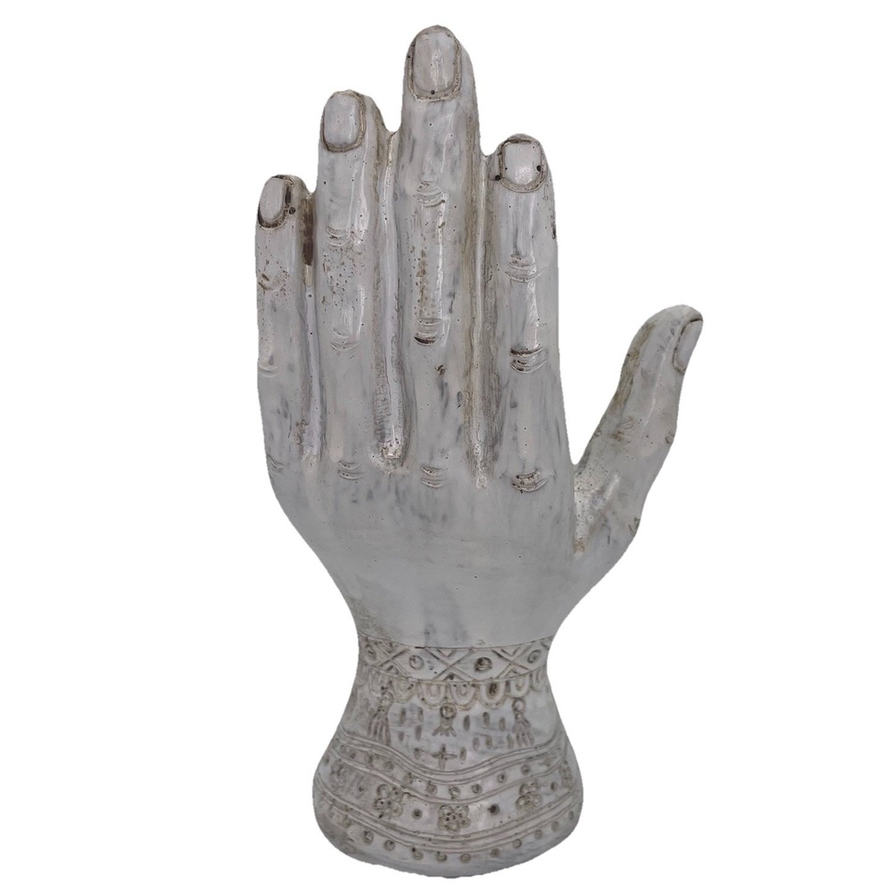 Hamsa Hand of Fatima Protection Statue~ Spiritual Palmistry 7" Carved Resin - Picture 3 of 9